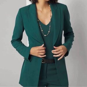 White House Black Market Teal Blazer, pants  and Floral Blouse